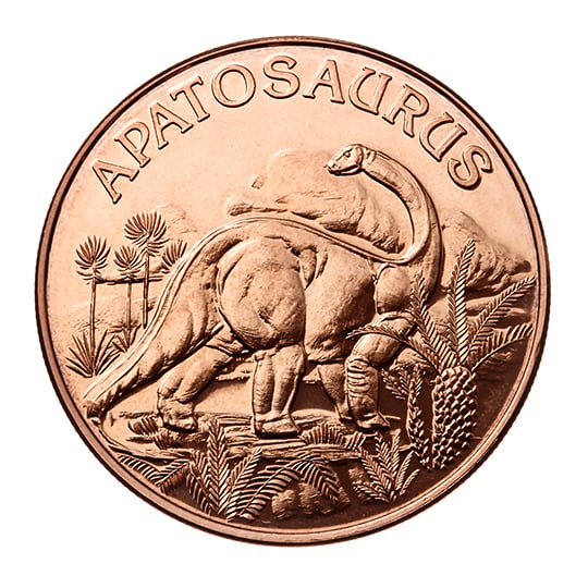 dino apatosaurus copper  coin