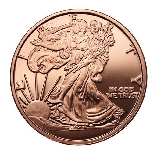 Walking Liberty copper round