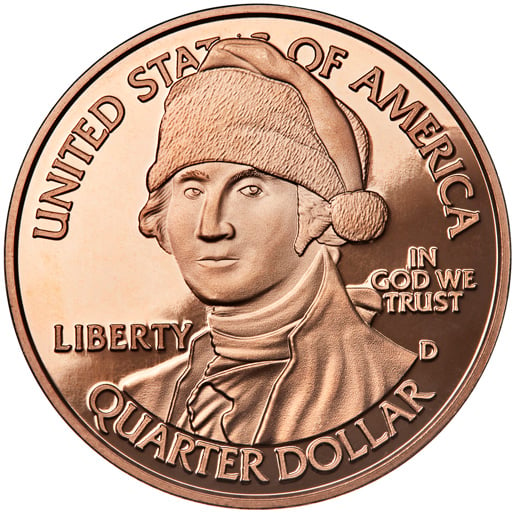 Santa George Washington copper coin