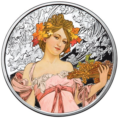 Alphonse Mucha Champagne proof colorized collectible