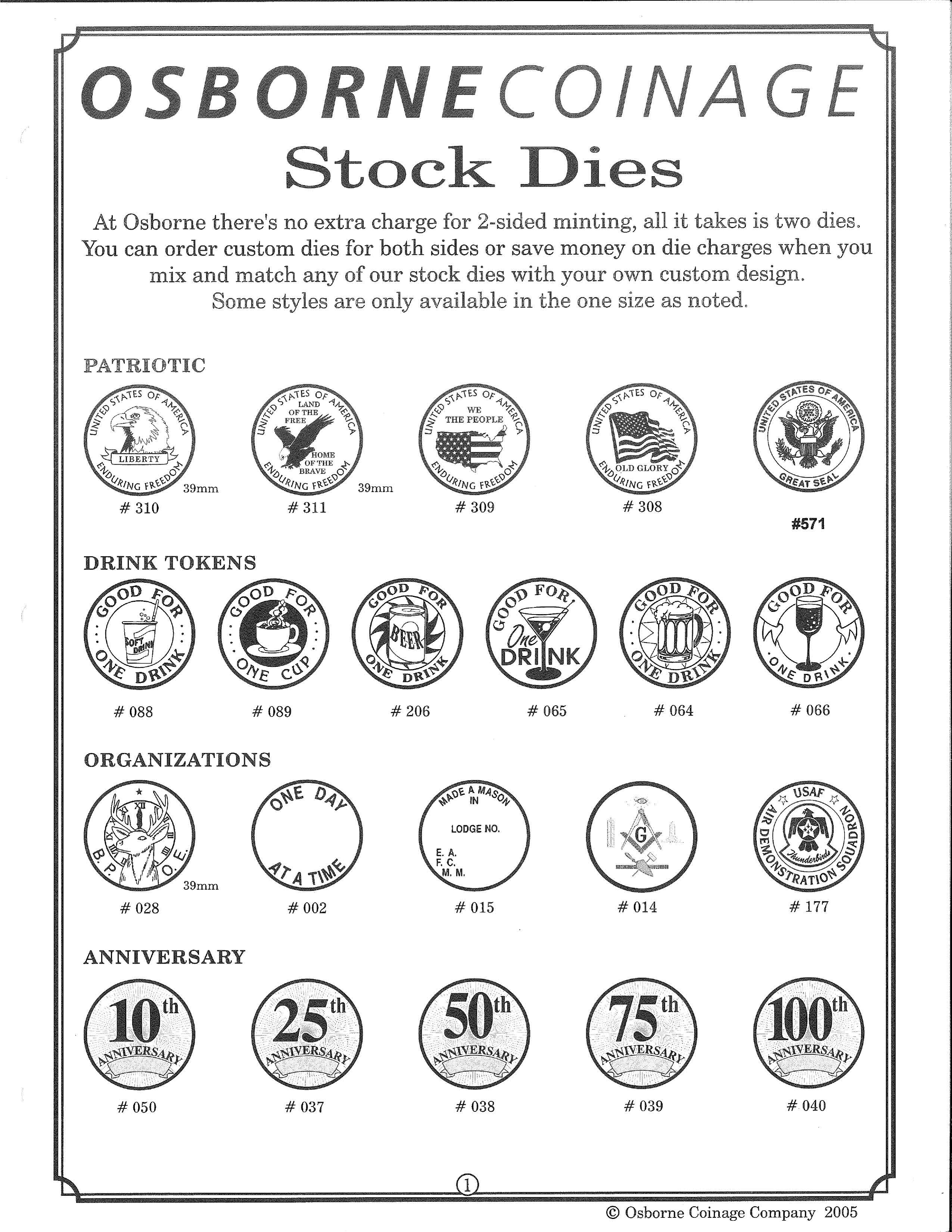 Osborne Coinage Stock Die Brochure